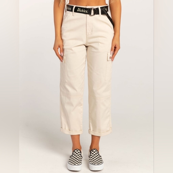 DICKIES Roll Cuff Women's Cargo Pants Size 28 Stone Color - Picture 1 of 6